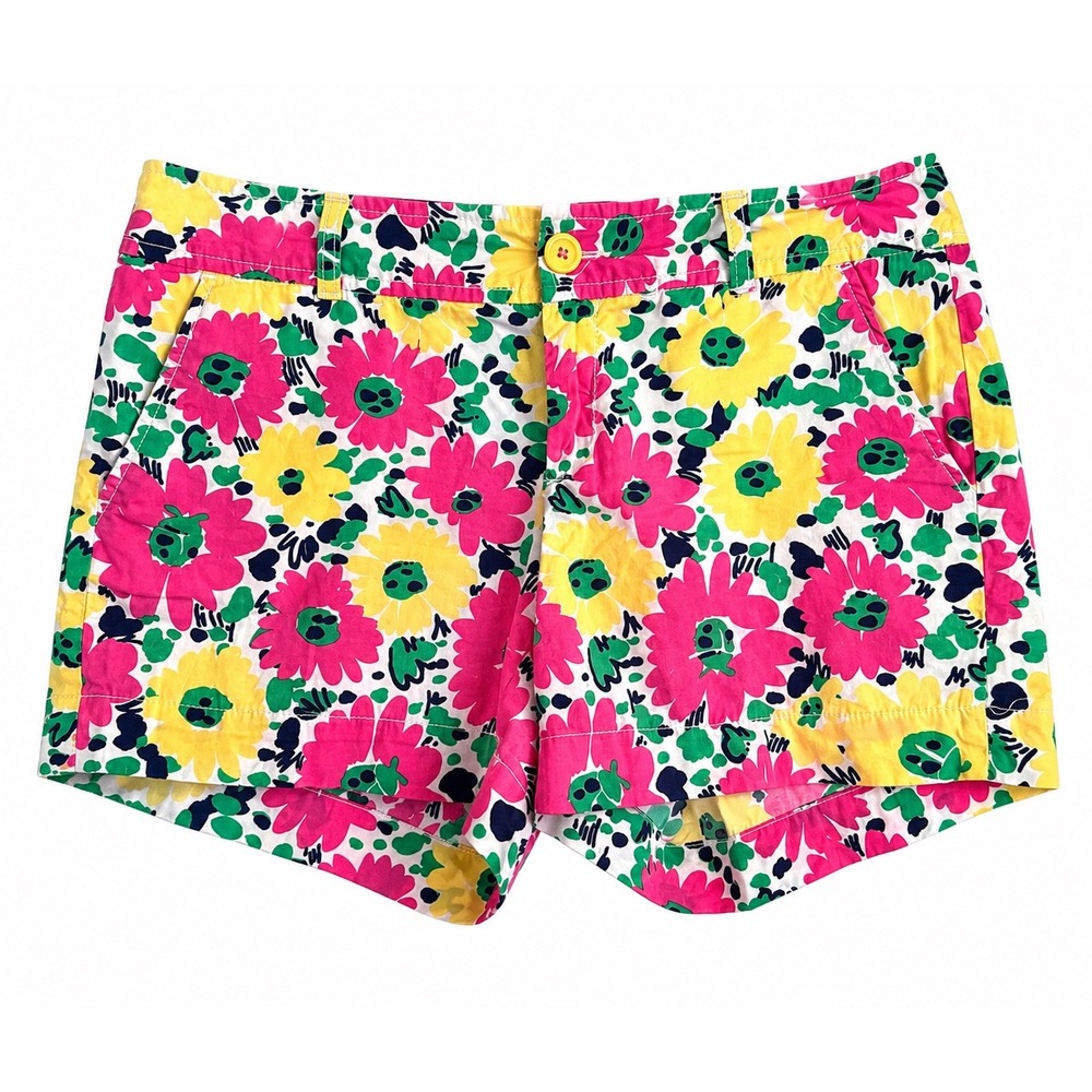 Lilly Pulitzer Callahan Shorts Size 8 Doodle Bug Floral Pink Green Yellow Preppy